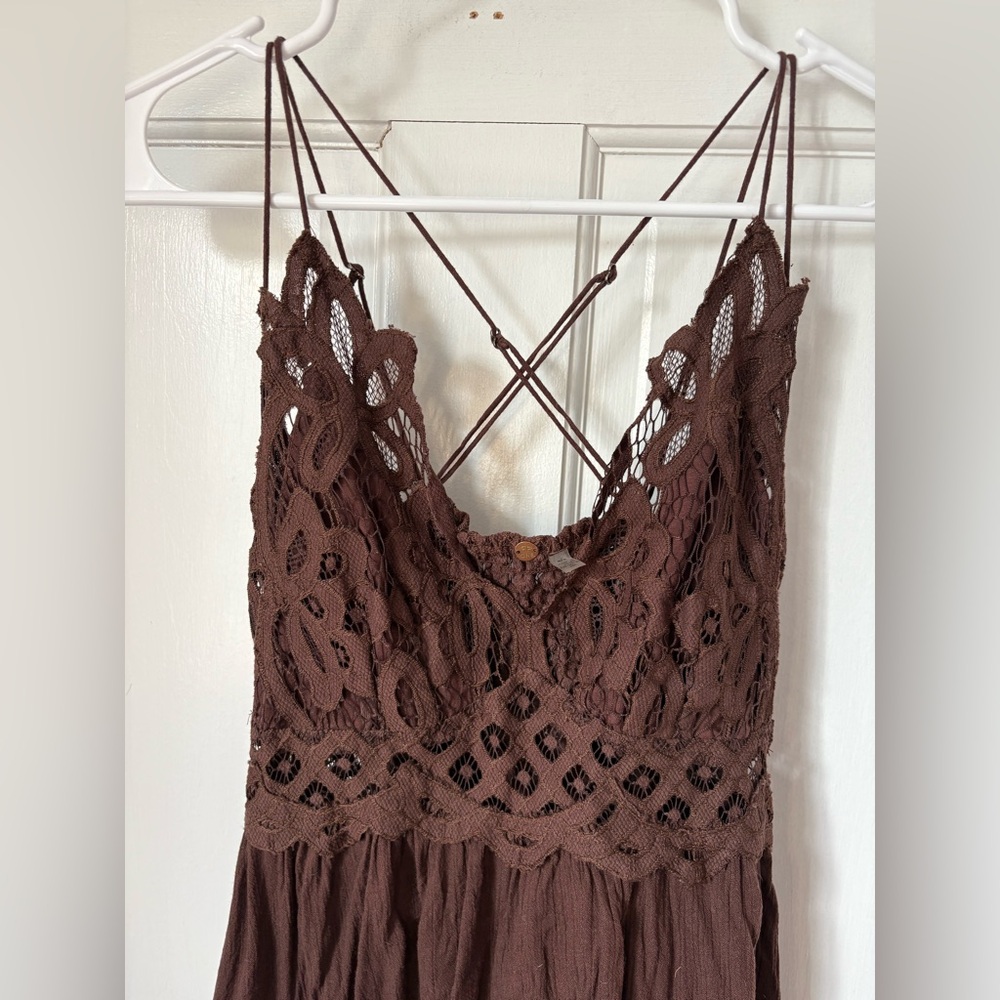 Free People FP One Adella Slip Mini Dress in Brown, Size Medium (M) - Crochet - Picture 4 of 14
